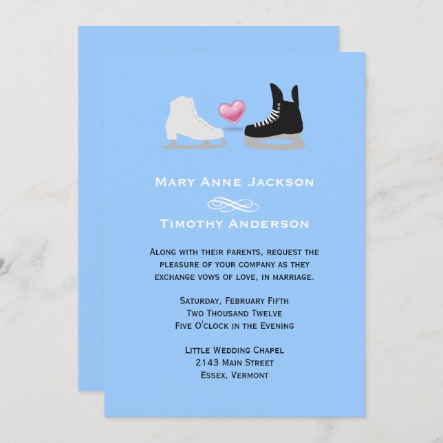 Ice Skaters Wedding Invitation (Front/Back)