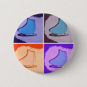Ice Skates 6 Cm Round Badge