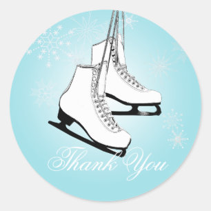 Ice Skates and Snowflakes Classic Round Sticker
