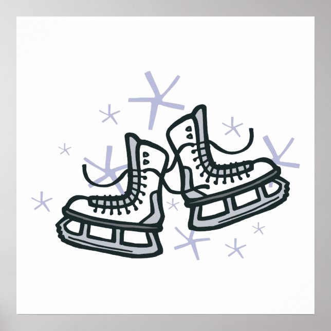 ice skates and snowflakes graphic poster (Front)