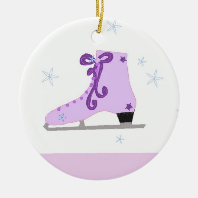 Ice Skates Ceramic Tree Decoration (Front)