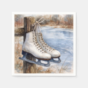 Ice Skates Hanging on a Fence Post Napkin