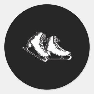 Ice Skates Illustration Stylish Winter Sports Desi Classic Round Sticker