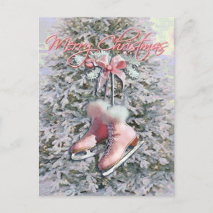 ICE SKATES in PINK by SHARON SHARPE Holiday Postcard