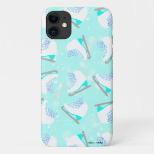 Ice Skates Pattern Blue Cute Figure Skater's Case-Mate iPhone Case