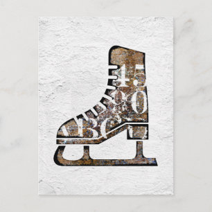 Ice Skates Postcard - Mixed Media Art