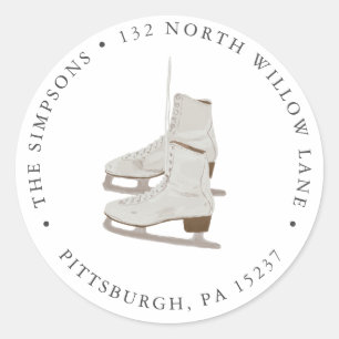 Ice Skates Return Address Classic Round Sticker