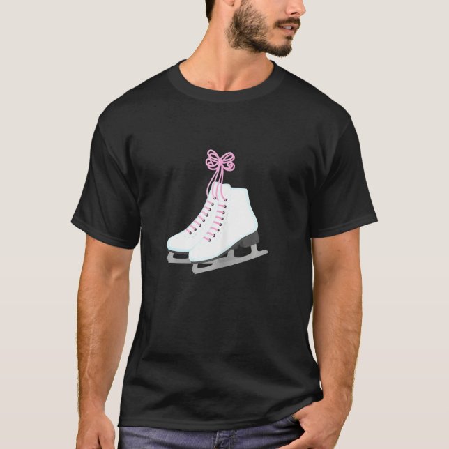 Ice Skates With Pink Colour Lace  For Women Teen G T-Shirt (Front)