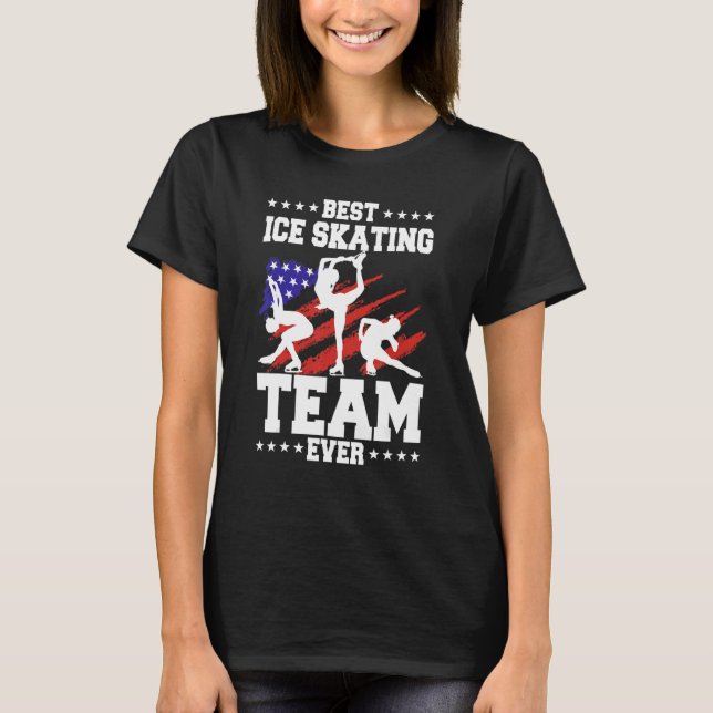 Ice Skating 4th Of July Figure Skating Sport Ameri T-Shirt (Front)