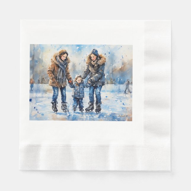Ice Skating Adventure,  Napkin (Front)