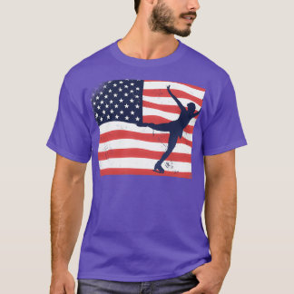 Ice Skating American Flag T-Shirt