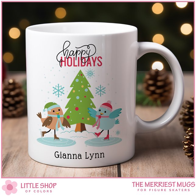 Ice Skating Birds Personalised Christmas Coffee Mug (Creator Uploaded)