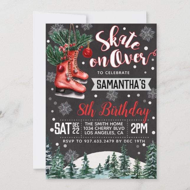 Ice Skating Birthday Invitation (Front)