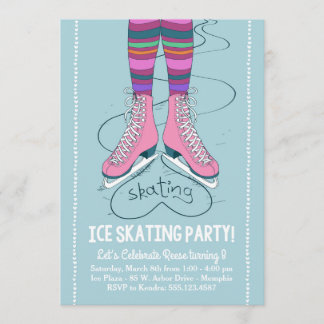 Ice Skating Birthday Invitation - I Heart Skating