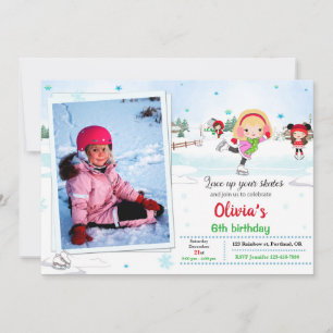 Ice skating birthday invitation Winter invitation