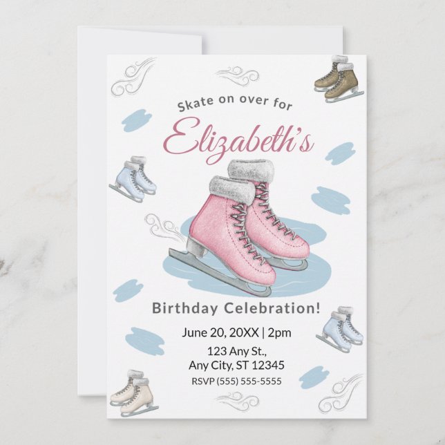 Ice Skating Birthday Party Invitation (Front)