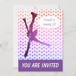 Ice skating birthday party invitation (stars)