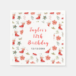 Ice Skating Birthday Party Red Napkin