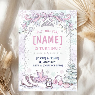 Ice Skating Birthday Pastel Princess Skate Part Invitation