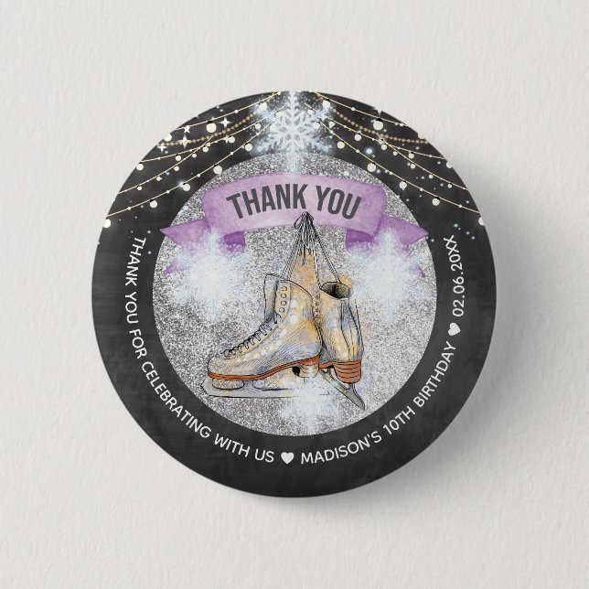 Ice Skating Birthday Personalised 6 Cm Round Badge (Front)