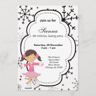 Ice Skating Birthday (White) Invitation