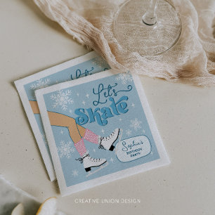 Ice Skating Birthday Winter Skate Party Decor Napkin