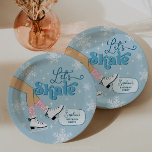 Ice Skating Birthday Winter Skate Party Decor Paper Plate