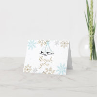 Ice Skating Blue Silver Gold Snowflakes Birthday