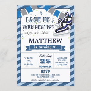 Ice Skating Boy Birthday Party Invitation