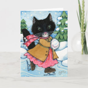 Ice Skating Cat - Cute kitten Greeting Card