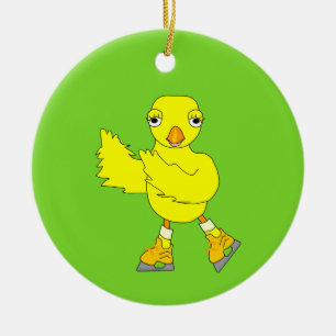 Ice Skating Chick Ceramic Tree Decoration