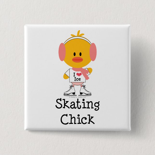 Ice Skating Chick Pin (Front)