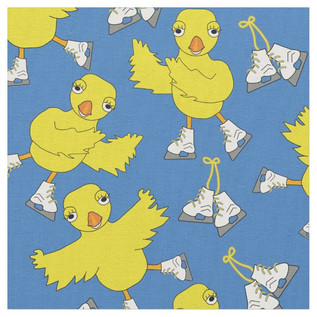 Ice Skating Chick Skates Pattern  Fabric (Close Up)