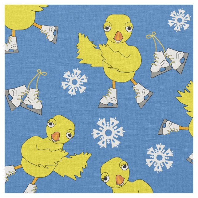 Ice Skating Chick Snowflake Pattern Fabric (Close Up)