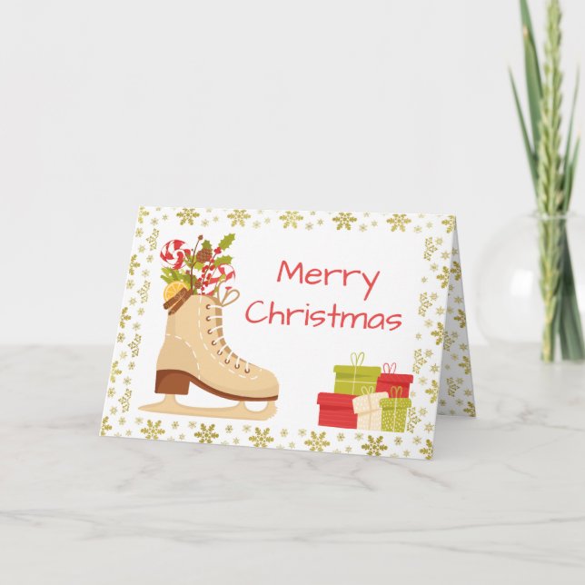 Ice skating Christmas card - Traditional skates (Front)