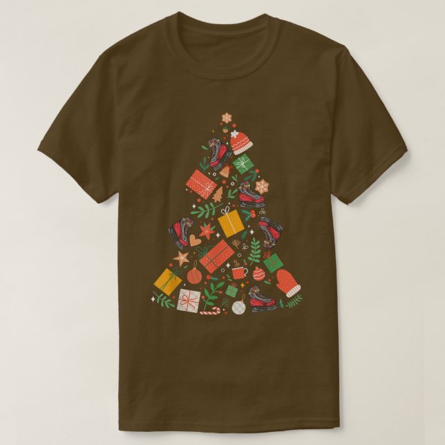 Ice Skating Christmas Tree Xmas Skaters Funny Wint T-Shirt (Design Front)