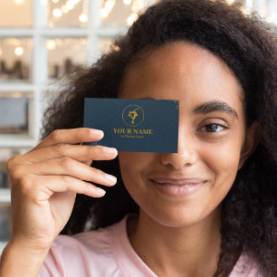 Ice Skating Coach Navy Blue & Gold Business Card