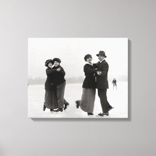Ice Skating Couples, 1915 Canvas Print