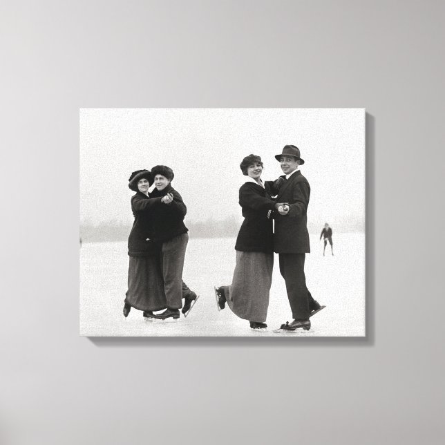 Ice Skating Couples, 1915 Canvas Print (Front)