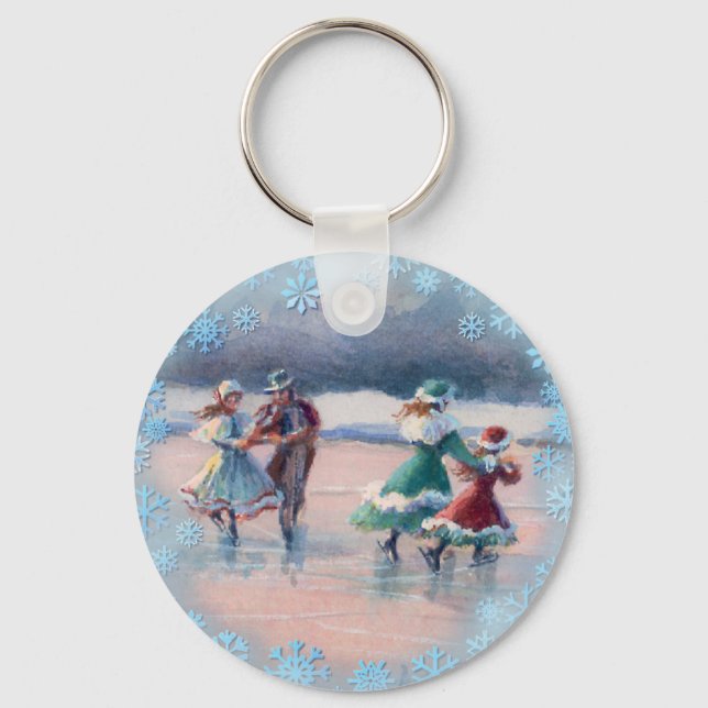 ICE SKATING COUPLES by SHARON SHARPE Card Key Ring (Front)