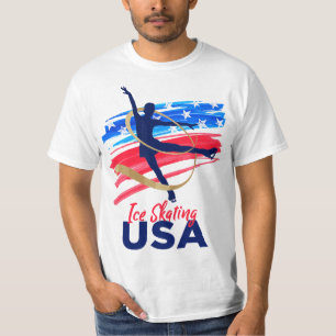 Ice Skating Dance Support the Team T USA Flag  T-Shirt