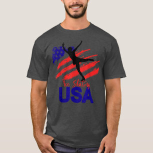 Ice Skating Dance USA Flag Tshirt Support The Team