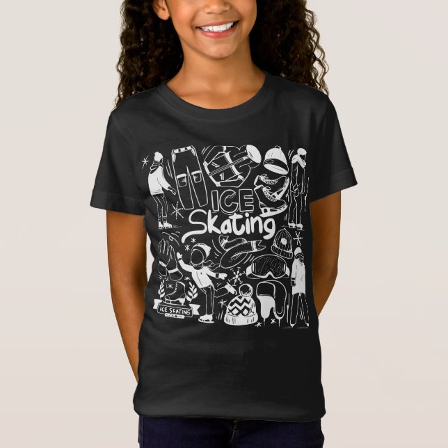 Ice Skating doodle style t-shirt (Front)