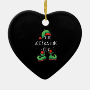 Ice Skating Elf Funny Matching Family Christmas Pa Ceramic Tree Decoration