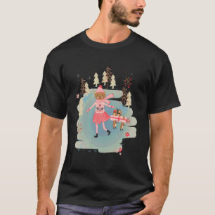 Ice Skating Figure Skating Cute Kitty Cat Xmas Chr T-Shirt
