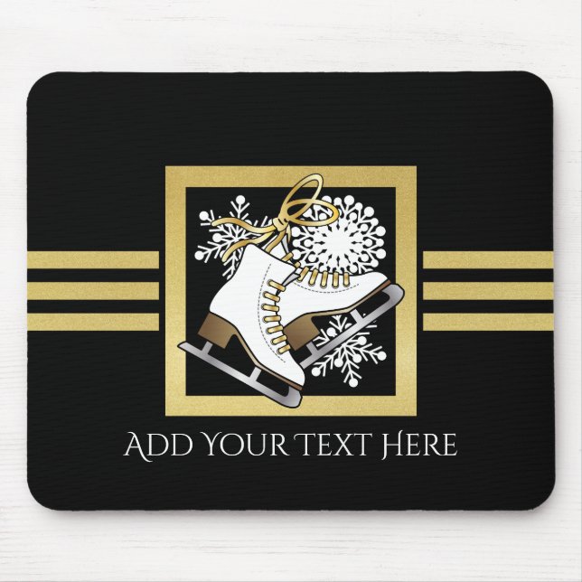 Ice Skating | Figure Skating Faux Gold and Black Mouse Pad (Front)