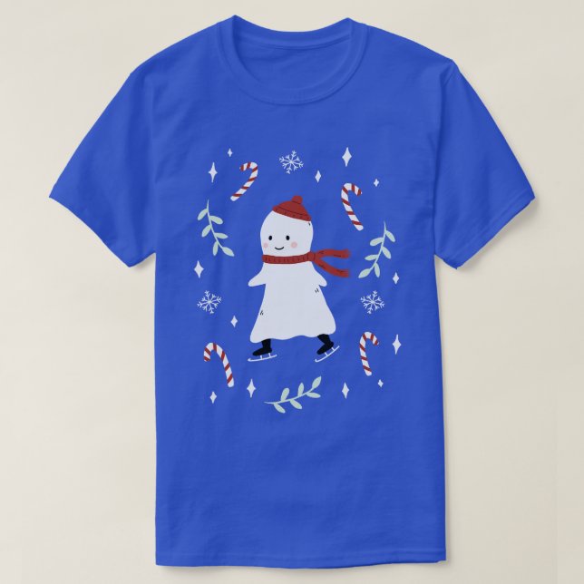 Ice Skating Ghost  T-Shirt (Design Front)