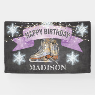 Ice Skating Girl Birthday Personalised Banner