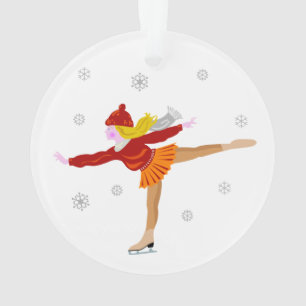 Ice skating girl cartoon ornament