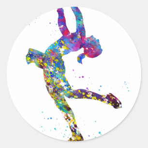 Ice Skating Girl Classic Round Sticker